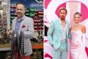 Maker Neil Stock and Ryan Gosling and Margot Robbie at the Barbie premier