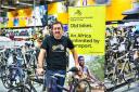 Sporting hero - Chris Boardman MBE at a bicycle drop-off point for Re-Cycle