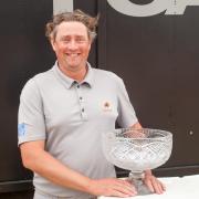 Good showing - Andrew Pestell celebrates his win in the Ingrebourne Links Championship Picture: RUSHMER PR
