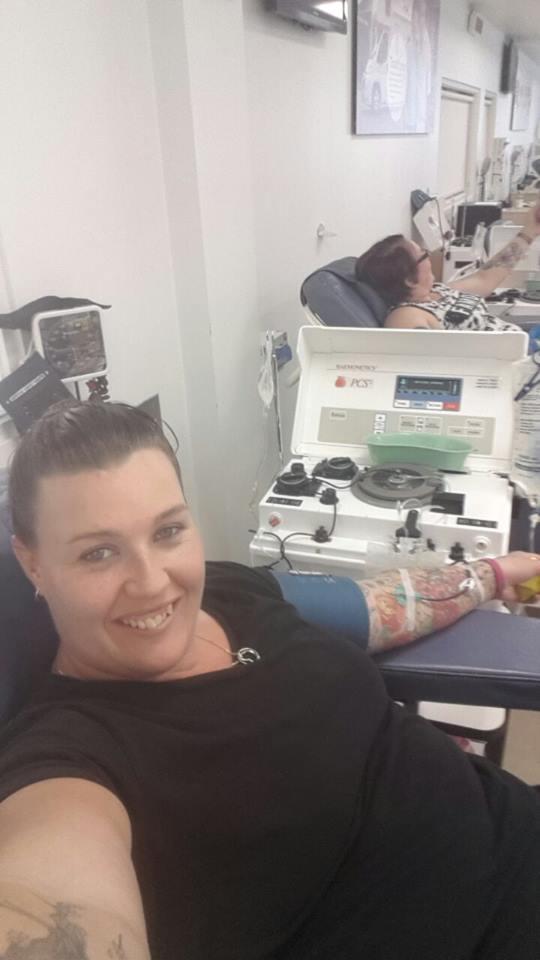 Ashley's cousin Serena Howard donated blood in memory of Ashley in Tasmania, Australia yesterday