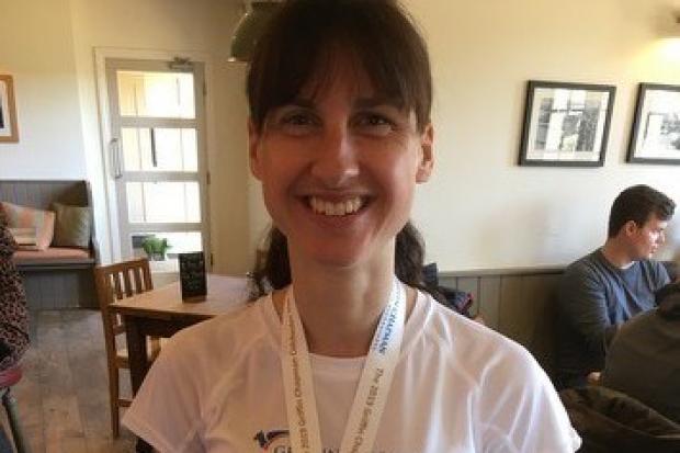 Smiles - Claire Smith after running the Colchester Half Marathon last year 
