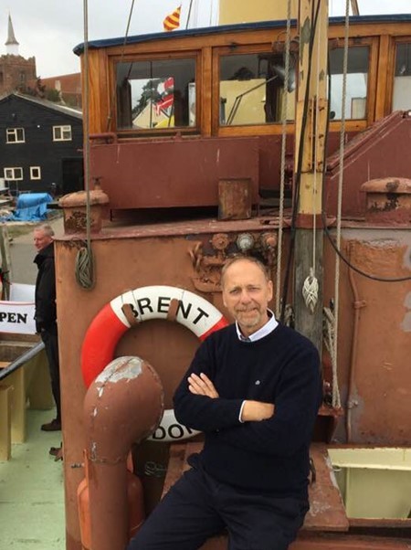 Trustee Mark Heard aboard Steam Tug Brent