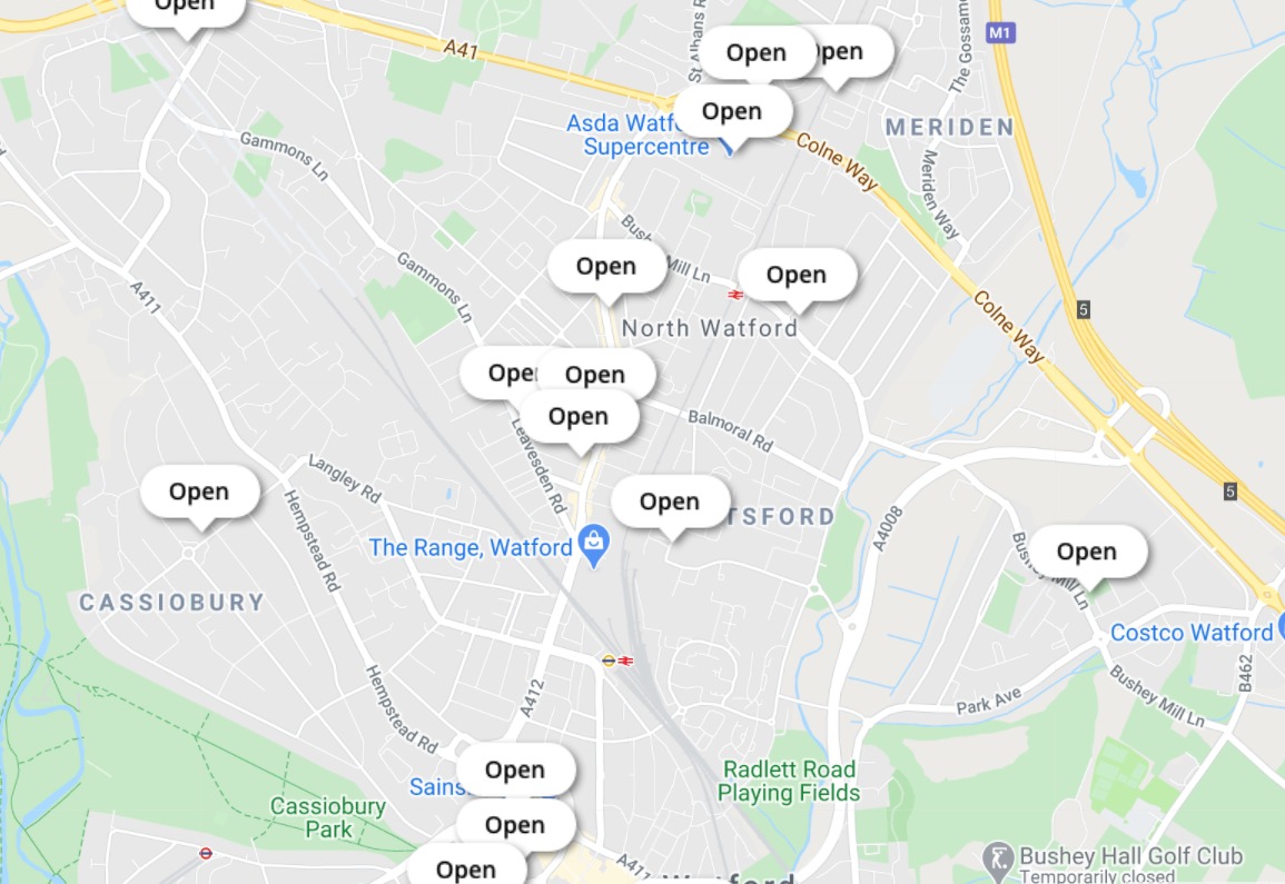 Pick up locations for free lateral flow tests in Watford. Photo: NHS