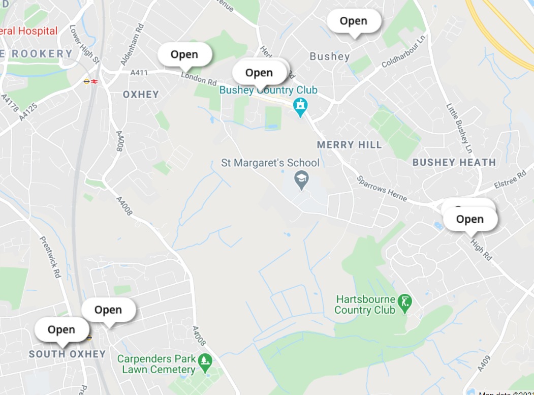 Pick up locations for free lateral flow tests in Oxhey. Photo: NHS