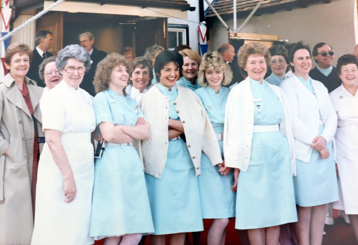 Sense of anticipation - nurses waiting excitedly for the royal visitor to arrive. Pictured in the centre is current matron Sue O’Neill