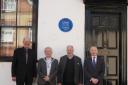 Tim Boatswain, Mayor Anthony Rowlands, Lawrence Worms and Jonathan Gillespie at the plaque installation