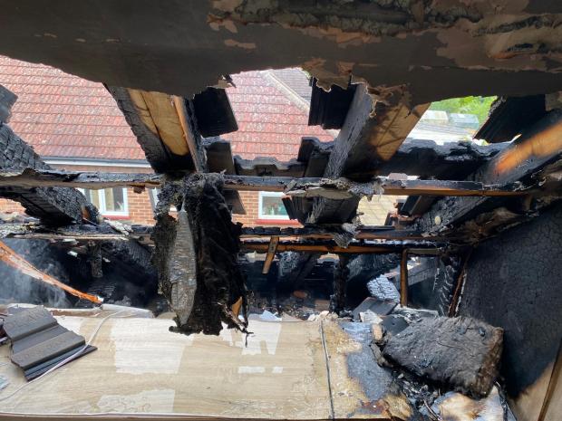 Chelmsford Weekly News: The roof of the bungalow was singed in the aftermath