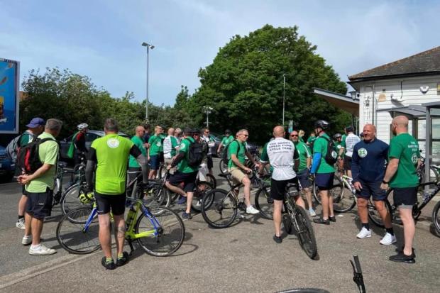 Charity ride - Cyclists congregate near Shoebury station