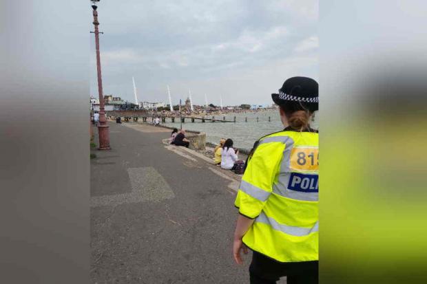 Seafront - police patrol in Southend