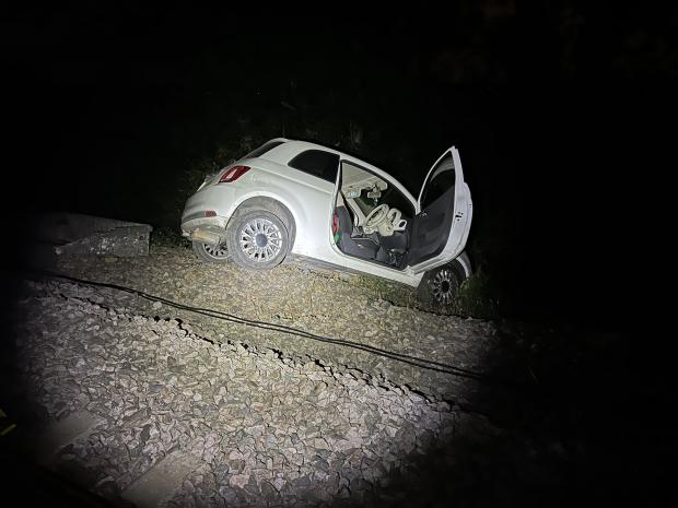Chelmsford Weekly News: The car drove down the tracks in a dramatic police chase. Photo: Essex Police OSG
