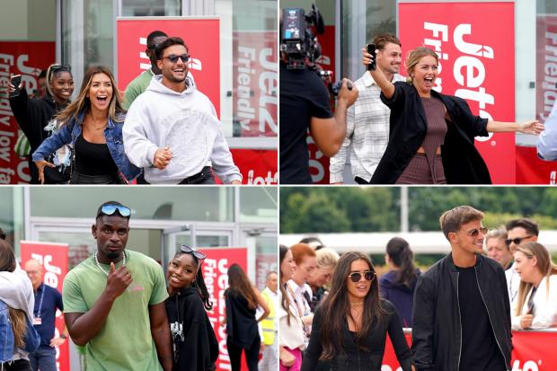 Love Island finalists have arrived back in the UK as they touched down at London Stansted (all pics: PA)