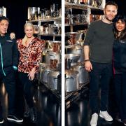Denise van Outen and Harry Judd with their chef partners. Picture: ITV