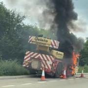 Long delays on the A12 as emergency services tackle lorry fire